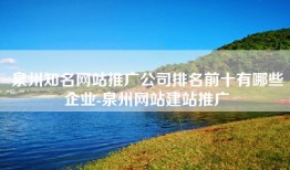 泉州知名网站推广公司排名前十有哪些企业-泉州网站建站推广