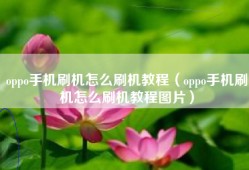 oppo手机刷机怎么刷机教程（oppo手机刷机怎么刷机教程图片）