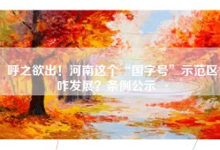 呼之欲出！河南这个“国字号”示范区咋发展？条例公示→