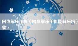 网盘解压手机（网盘解压手机能解压吗）