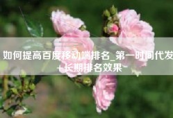 如何提高百度移动端排名_第一时间代发+长期排名效果