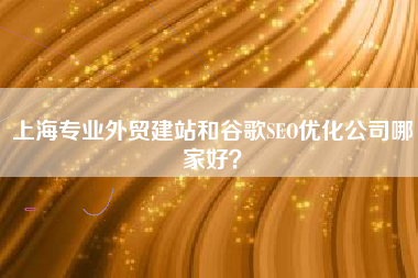 上海专业外贸建站和谷歌SEO优化公司哪家好？