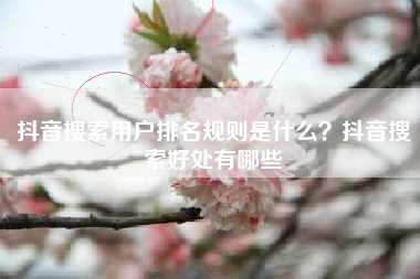 抖音搜索用户排名规则是什么？抖音搜索好处有哪些