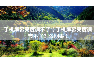 手机屏幕亮度调不了（手机屏幕亮度调节不了怎么回事）